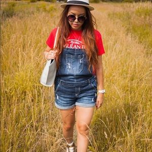 Wallflower distressed overalls